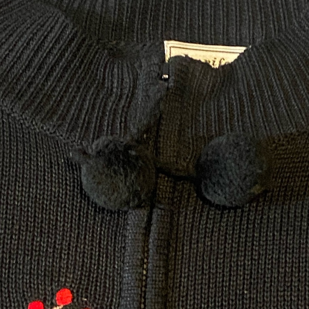 Women’s 2X Black Zip Cardigan Sweater Embroidered Red Cardinals Holiday - Picture 6 of 10